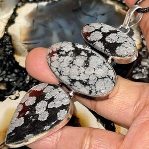 Large Snowflake Obsidian Pendant 3 1/2”
